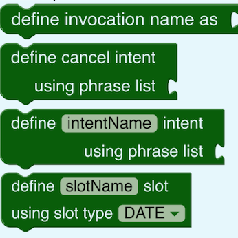 Scratch blocks to program an Alexa skill