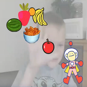 Student project where user can feed food to sprite with fingers.